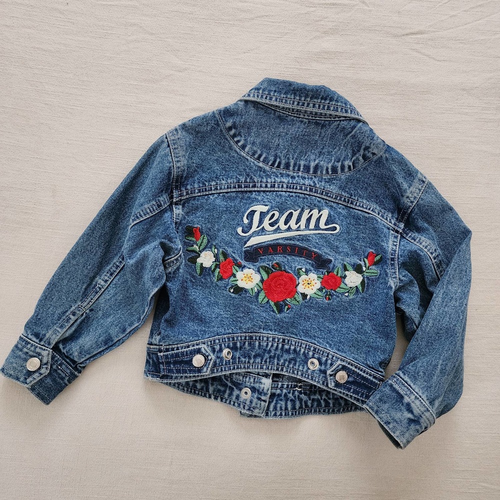 Vintage Gap Floral Embroidered Denim Jacket 4t